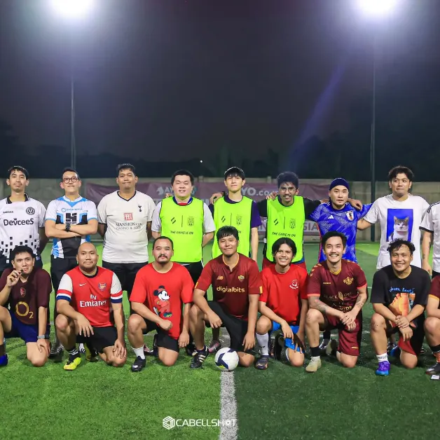 Crimsonites playing football on sports day