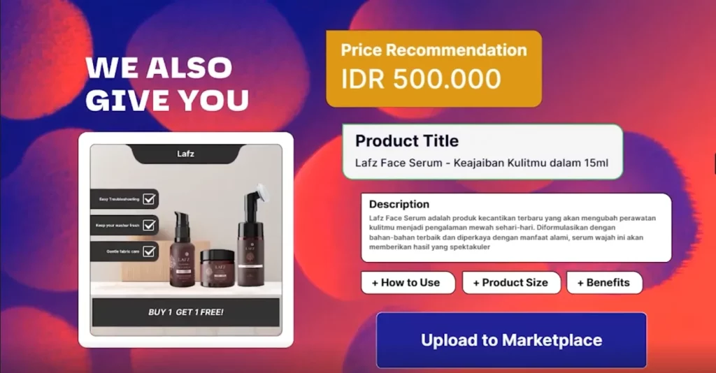 Hasil rekomendasi yang dihasilkan oleh creativemind.ai